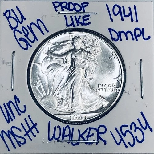 1941 BU UNCIRCULATED LIBERTY WALKING SILVER HALF DOLLAR AUTHENTIC U.S. MINT 4534