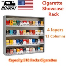 4 Layers Cigarette Showcase Rack Retail Cigarette Display Cabinet w/Push Tray