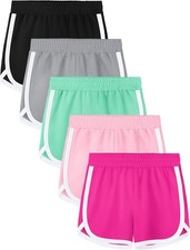5 Packs Girls Soccer 7-8 Years, Black, Light Gray, Pink, Mint, Rose Red