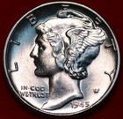 Uncirculated 1945 Philadelphia Mint Silver Mercury Dime — photo 1