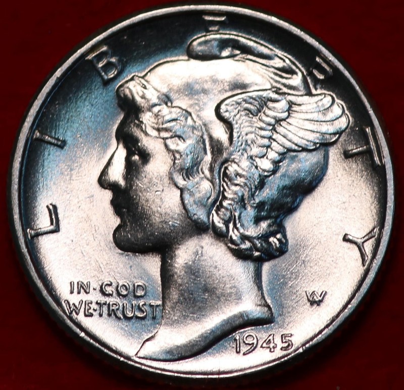 Uncirculated 1945 Philadelphia Mint Silver Mercury Dime
