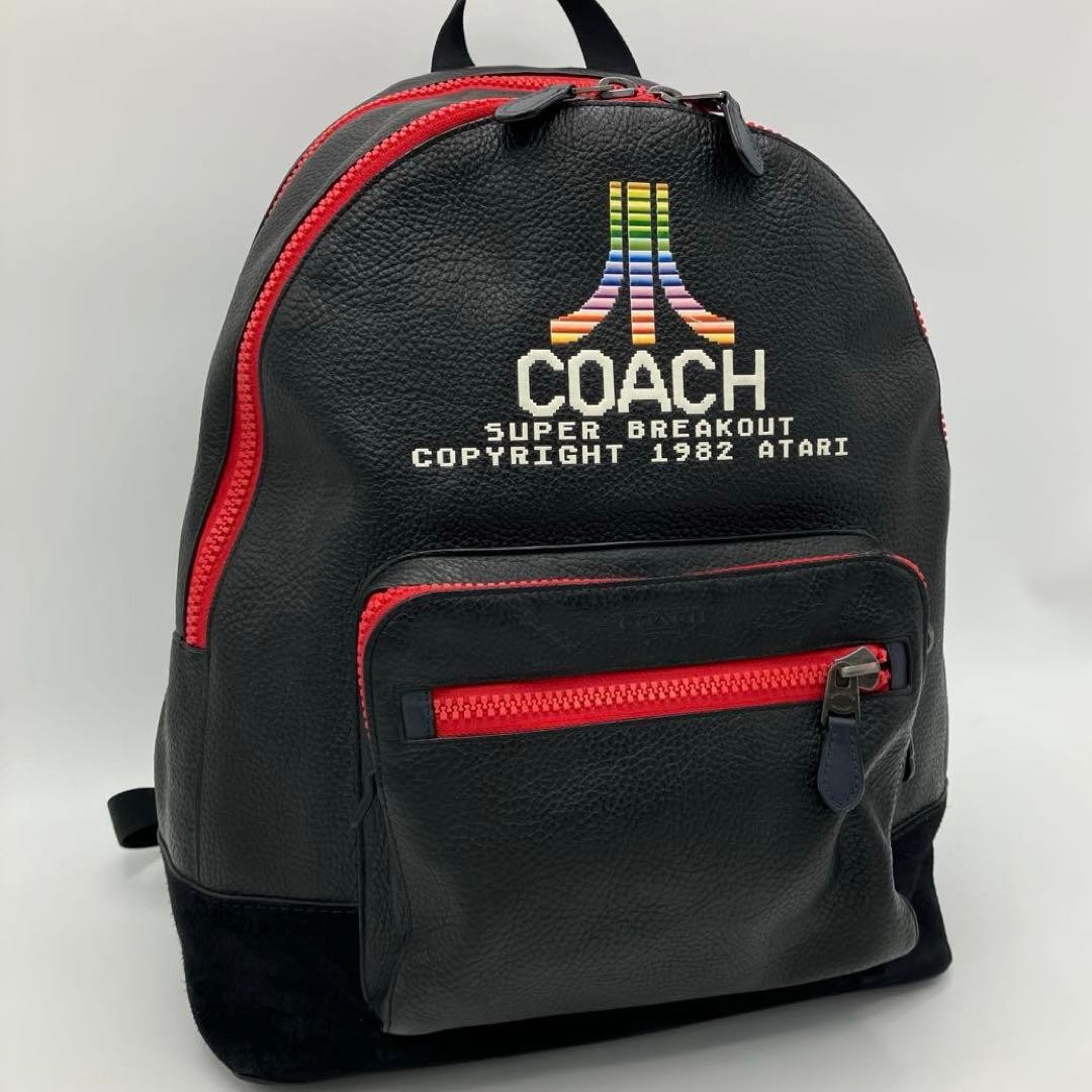 COACH Atari Collaboration Leather Backpack Black … - image 2