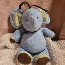 Carters Musical Blue Elephant Plush 10" Stuffed Toy Lovey