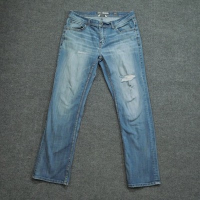 BKE  Jeans Mens 34L 36x33 Blue Pants Derek Bootcut Distressed Buckle Denim