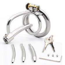 Mens Stainless Steel Chastity Cage Men's Drain Tube Locking Belt Device