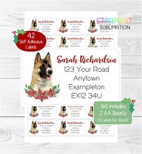 Akita Dog 42 Personalised Christmas Address Labels/Return Stickers