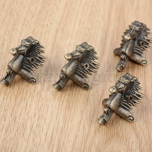 4Pcs 39*24mm Horse Head Jewelry Box Feet Leg Antique Wood Case Corner Protector - Picture 4 of 12