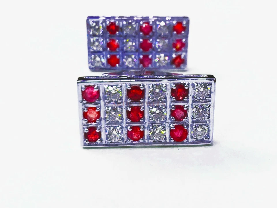 Heated Ruby Gemstone With 925 Sterling Silver Cufflink #2561 - Image 2 of 4