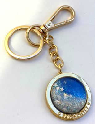ZOMG Bunnie Serendipity ''Snowglobe'' Keychain Gold Tone Stars