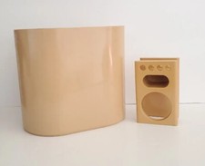 Vintage Beige Melamine Crayonne Bathroom Waste Bin Toothbrush Holder MCM