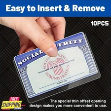 10Pcs Waterproof PVC Card Sleeves 31 Mil Thick Clear ID Protector Cards Holder