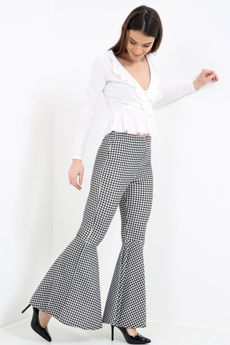 Hem Trousers Ladies High Waist Pants | eBay