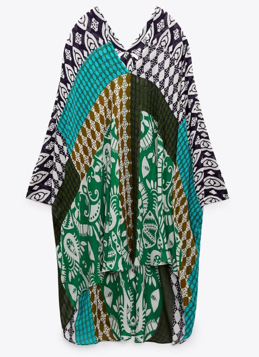【Ohara】新政特別頒布会2017Spin off Collection ZARA WOMAN ASYMMETRIC HEM DRESS SHORT PRINTED KAFTAN KHAKI