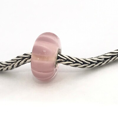 NEW Authentic Trollbeads Murano Glass Pink 61194 Pastel Shadow Troll Bead 925