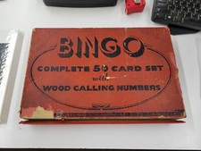 Vintage J. Pressman Co. Bingo 50 Card Set Wood Calling Numbers