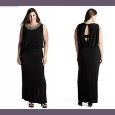 NWT 140 R M Richards 16W Beaded Overlay Evening Gown in Black F374