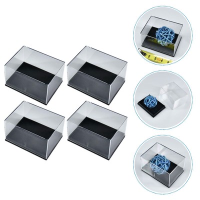 4 Pcs Display Boxes Specimen Storage Transparent Rock Container