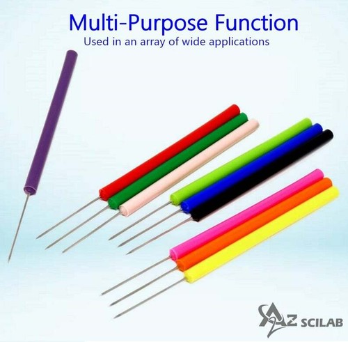 Assorted Multicolor Lab Dissecting Teasing Needles with Plastic Handles 10Pk - Picture 4 of 5