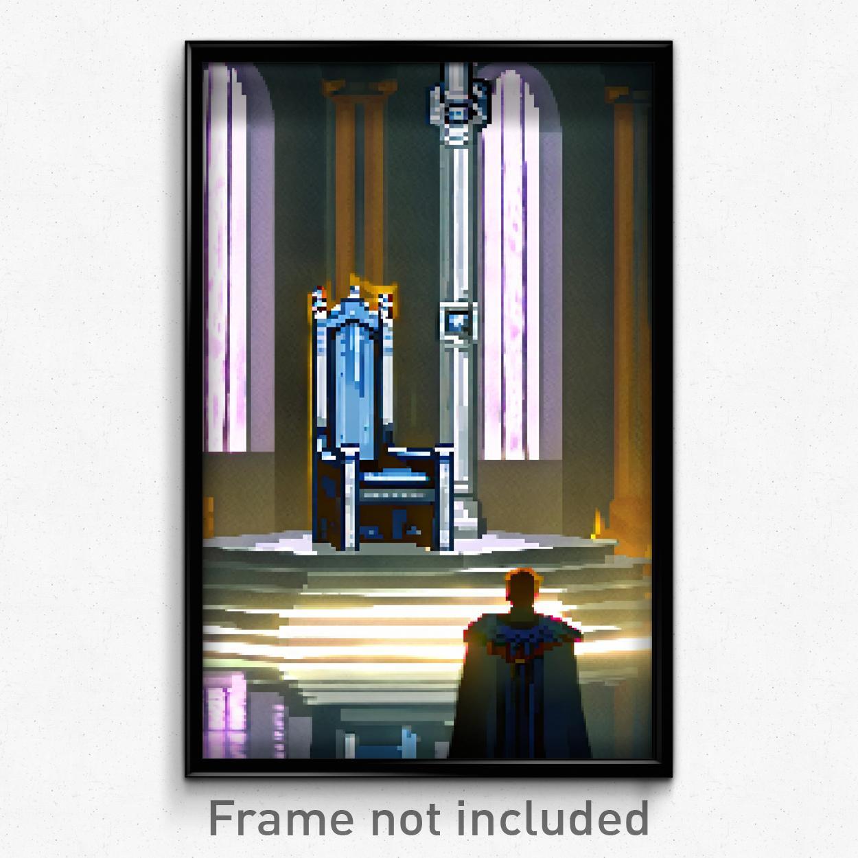 Pixel Art Poster - Calm Throne Room (8 Bit Psychedelic Trippy Video Game Print)