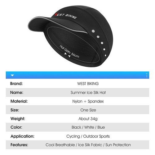 WEST BIKING Summer Cycling Cap Bicycle Helmet Hat Brim Sports Fishing Hat Black - Picture 10 of 16