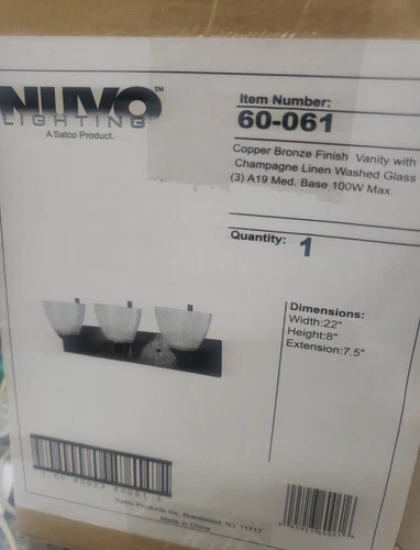 Nuvo Lighting 60-061  COPPER BRONZE 3 LIGHT VANITY LIGHT 22" W (66B) - Picture 10 of 11