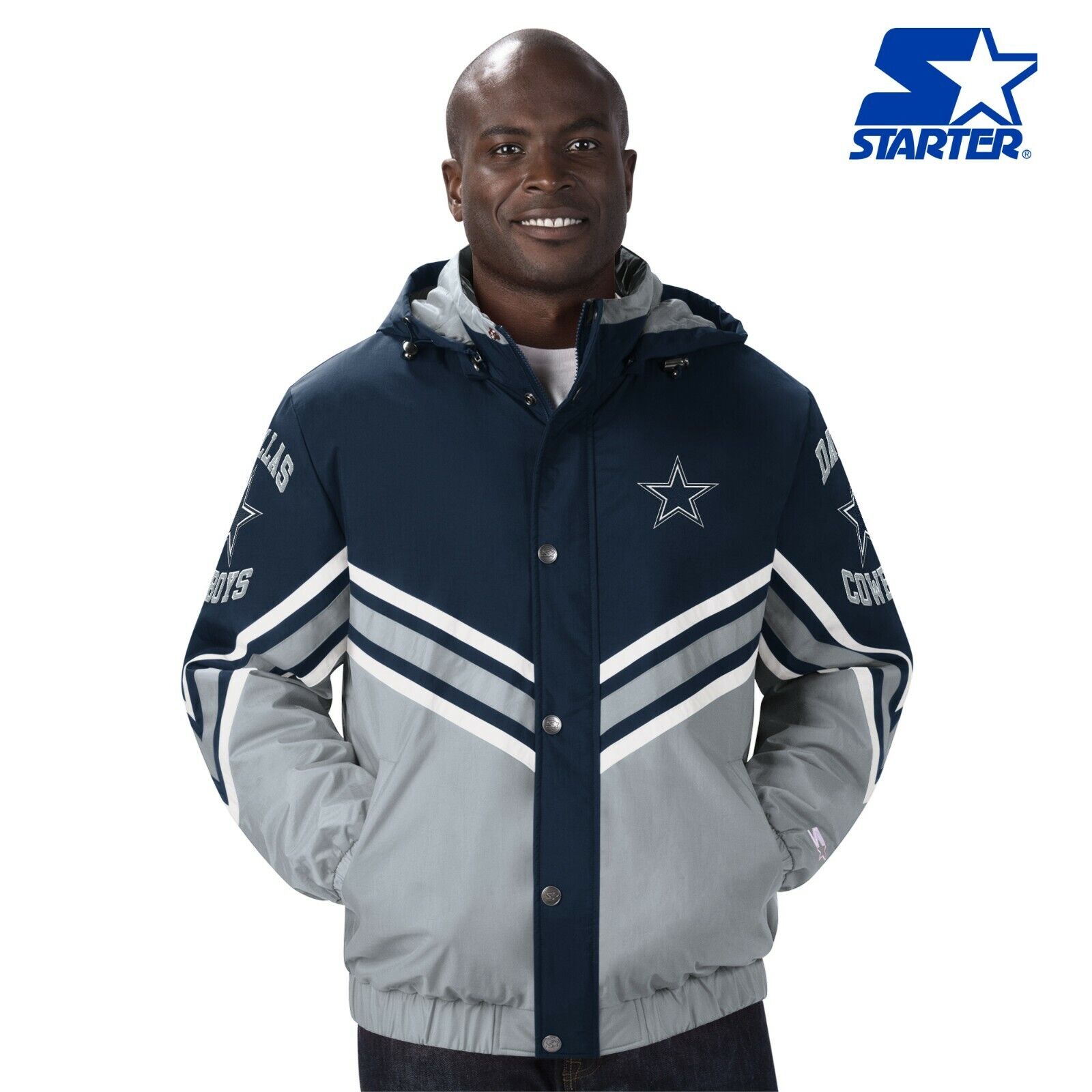 Dallas Cowboys NFL Starter Blue / Silver Maximum Hooded Jacket