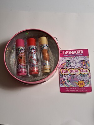 LIP SMACKER LIP BALM SET 3 PACK CHRISTMAS TIN BEST FLAVOR FAB YULE OUS BRAND NEW