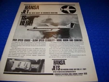 1967 HANSA JET "THE NEW SHAPE IN BUSINESS AVIATION.."..1-PAGE SALES AD..(347LL)