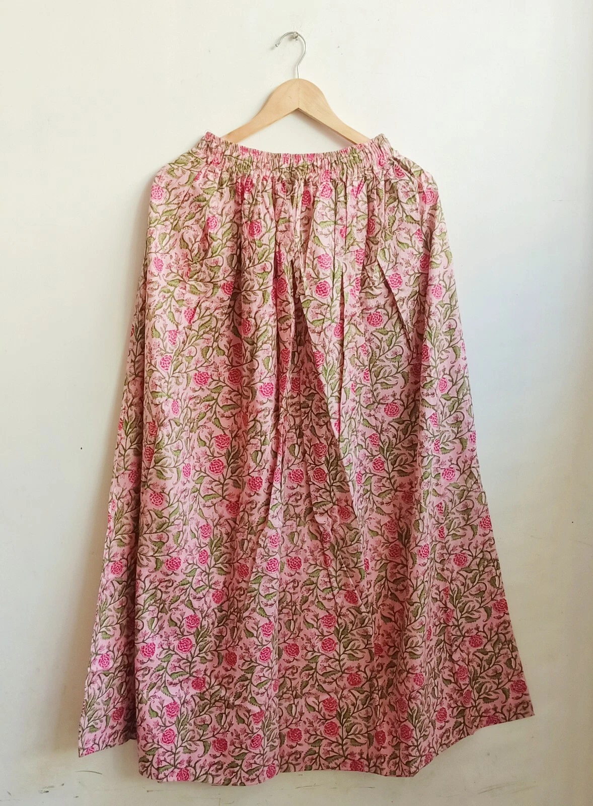Indian Cotton Peach Hand Block Floral Skirt Women's Clothing Partywear Skirt US