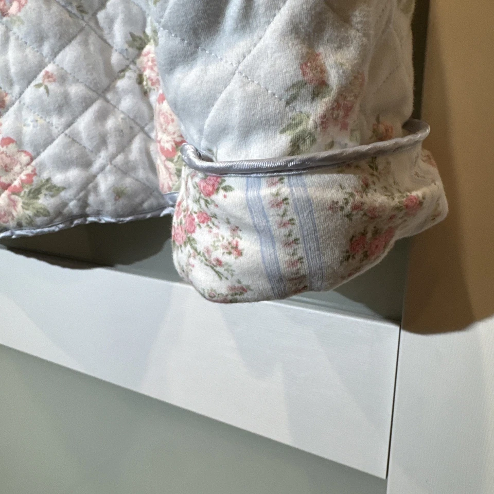 Chaqueta de cama Charter Club Intimates azul y rosa bordada algodón Peonía Pima nueva con etiquetas Foto 4 de 4