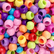 100 Acrylic Large Hole Beads for Crafts and for Hair 10Mm X 12Mm Acrylic Barrel
