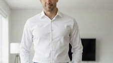 Chaps Slim Fit Stretch White Dress Shirt Men's L 16/16.5 34/35 Long Sleeve