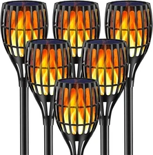 6 Pcs Solar Torch Light with Flickering Flame Waterproof Pathway Lights