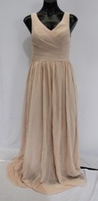 Azazie Women's Keyla A-Line V-Neck Pleated Chiffon Dress AP2 English Rose Size:6