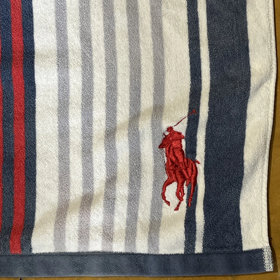 Polo Ralph Lauren 33X60 Rojo Bordado Poni Rayas Playa Toalla de Baño Felpa Foto 3 de 4