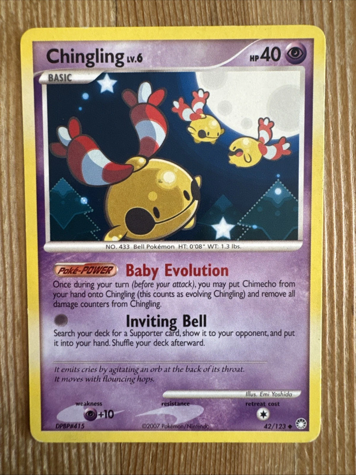 Chingling 42/123 Mysterious Treasures Pokémon Card Diamond and Pearl LP