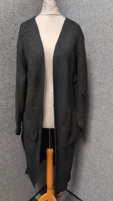 Missguided Fisherman Strick Long Cardigan Schwarz UK S LN057 DD 09