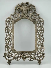 Antique Bradley & Hubbard Green Man Picture Frame Silver Over Brass 9×15″ B&H