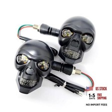 2PCS LED Motorcycle Turn Signal Light, Skull ABS Warning Light Indicator, Dual