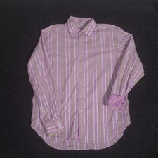 Robert Graham Button Up Shirt Mens XL Purple Striped Long Sleeve Flip Cuff
