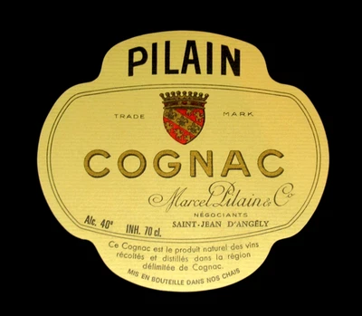 Vintage Pilain Cognac French Liquor Bottle Label Watermarks France Rare - Image 1 of 2