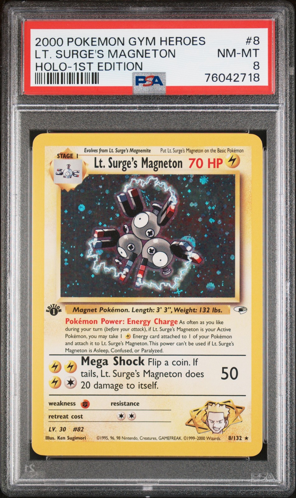 Lt. Surge'S Magneton Holo-1st Edition PSA 8 2000 Pokemon Gym Heroes #8