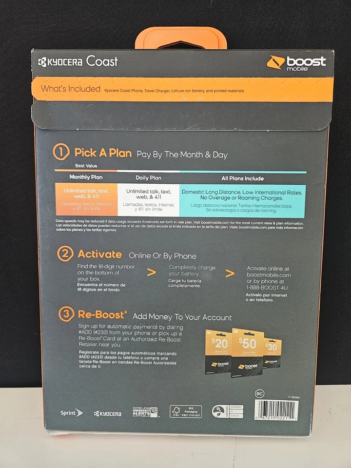 Boost Mobile Kyocera Coast KYS2151ABB Black Flip Cellular Phone NEW/SEALED - Image 2 of 3
