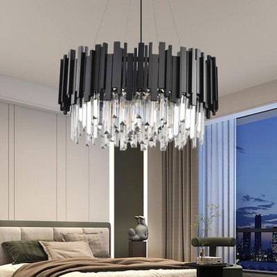 Modern Crystal Chandelier Ceiling Lamp Black K9 Crystal Ceiling Ligh Living Room