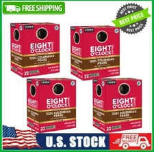 4 Box Eight O'Clock 100% Colombian Peaks, Medium Roast, Coffee Pod, 22 Ct Box
