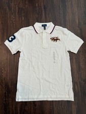 Polo Ralph Lauren V1617 Boy White Triple-Pony Cotton Mesh Polo Shirt XL 18-20