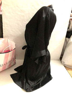 Victoria's Secret Very Sexy Satin Short Kimono Robe Black M/L NWT