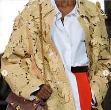 Valentino Beige Floral Perforated Shirt Jacket Runway - BNWT