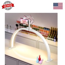 Half Moon Light for Nail Desk: 29" Foldable Half Moon Desk Lamp with Phone Ho...