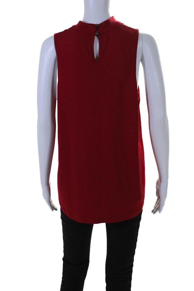 Artelier Nicole Miller 女式圆领无袖衬衫上衣红色 L 码 — 第 3/4 张图片